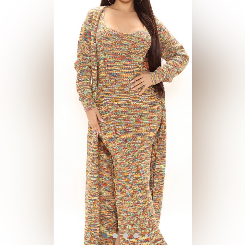 Multi Color Sweater dress set
